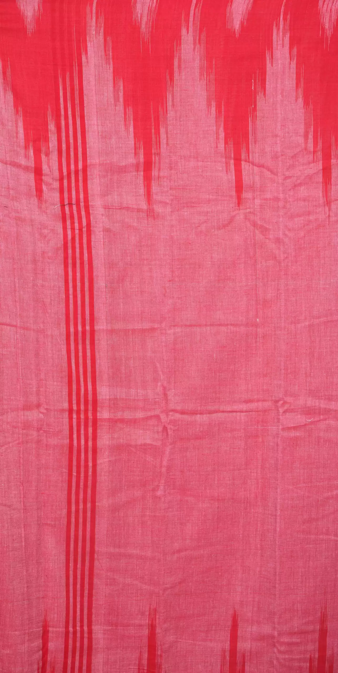 Handwoven Red Cotton Sambalpuri Ikat Saree - Image 4