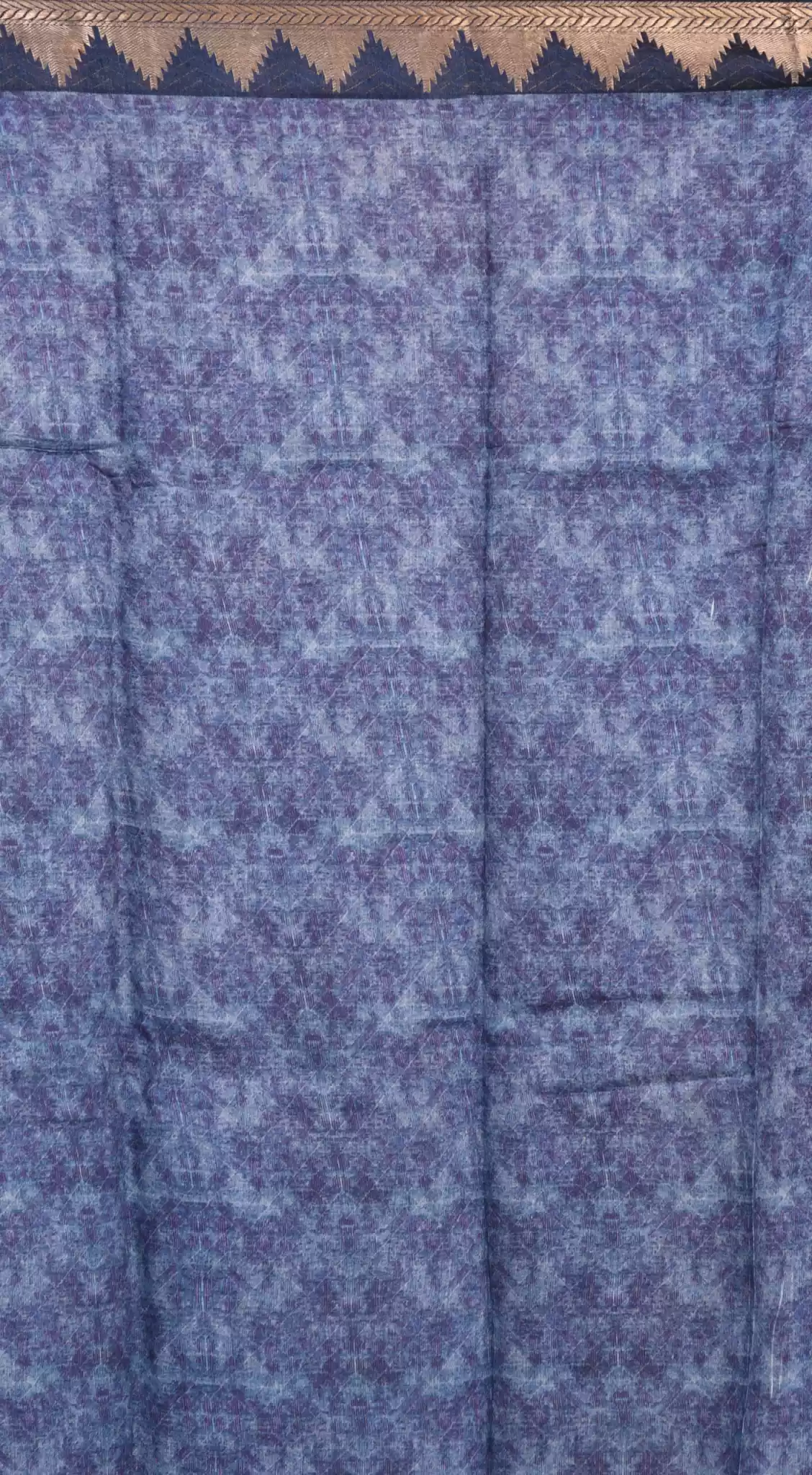 Geometric Digital Silk Saree with Katha-Inspired Designs - Image 3