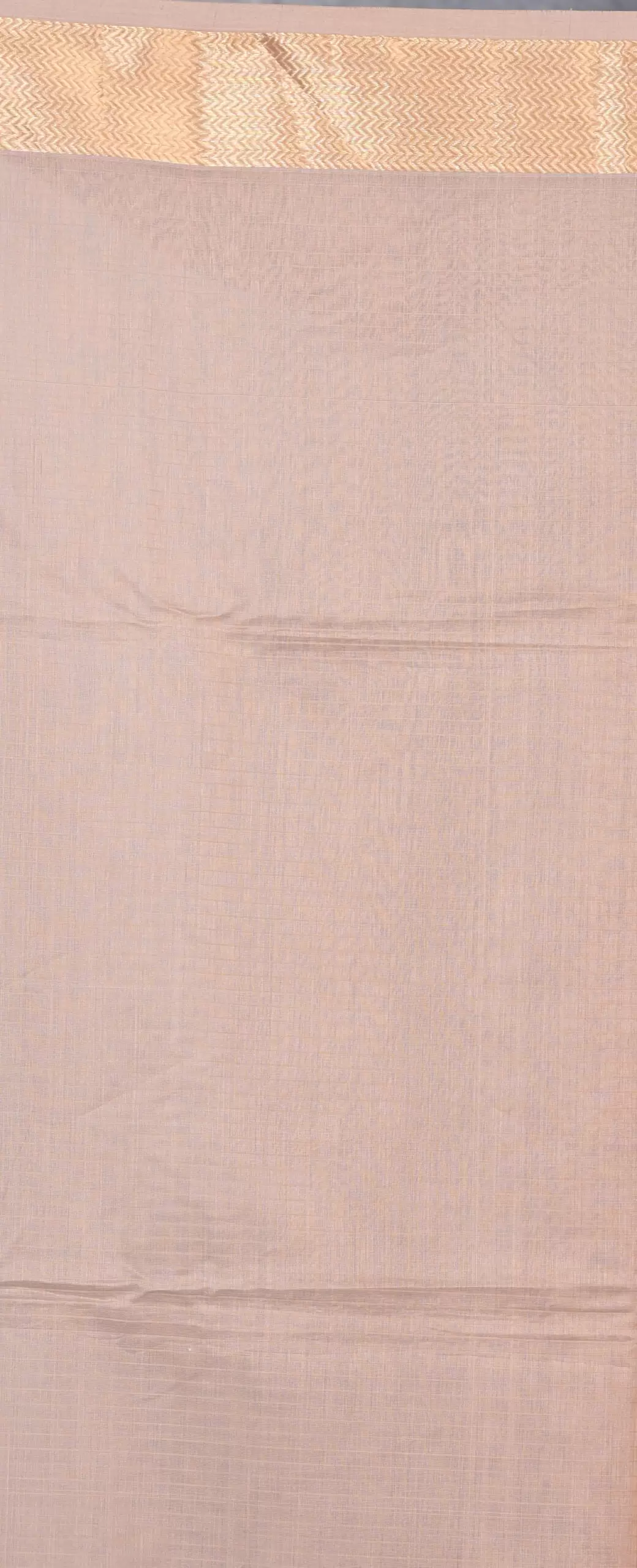 Orange Solid Linen Saree with Gold Zari Woven Border - Image 3