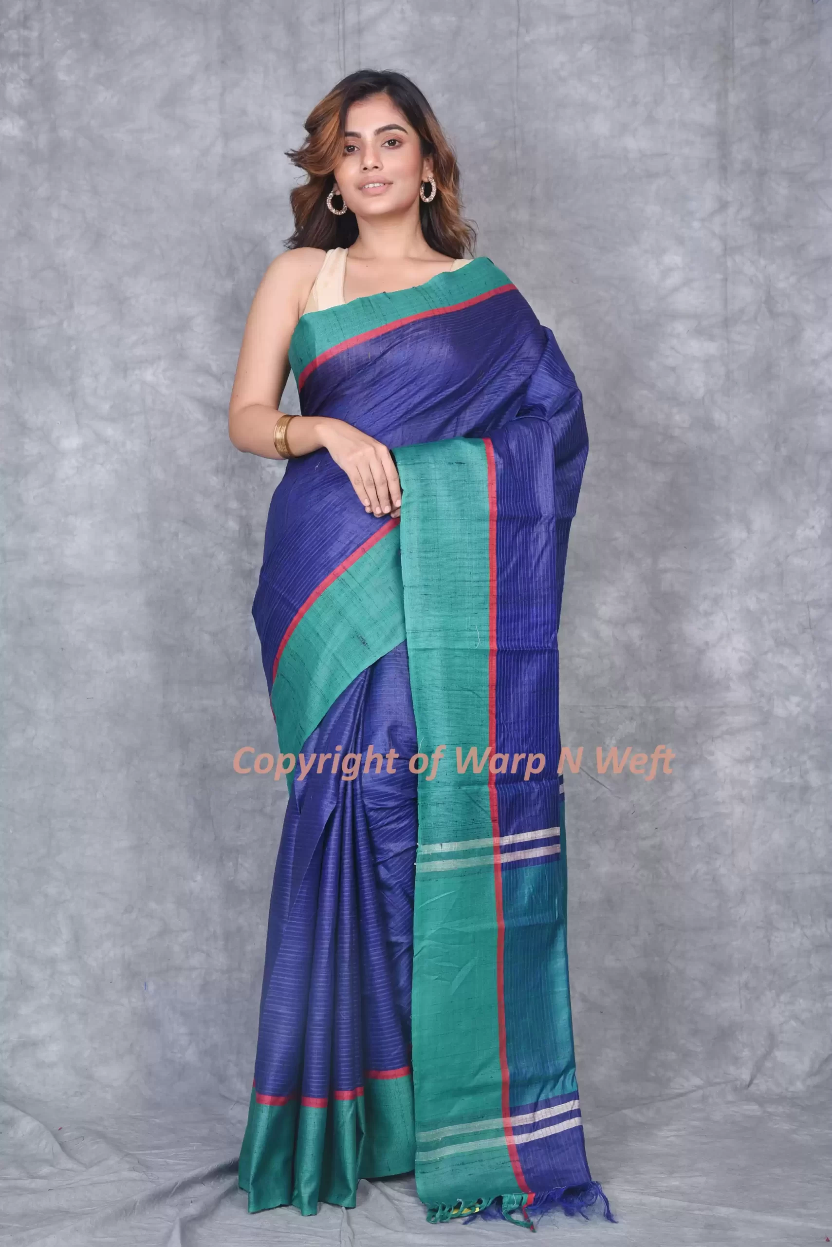 Blue & Green Handloom Saree - Image 3