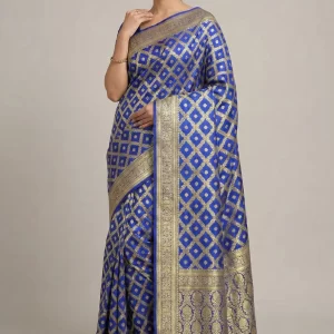 Royal Blue & Gold Jacquard Woven Banarasi Silk Saree