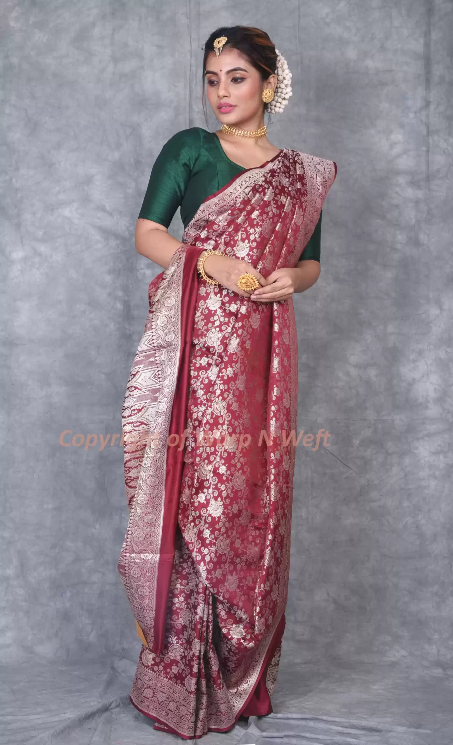 Maroon Wedding Banarasi Silk Saree