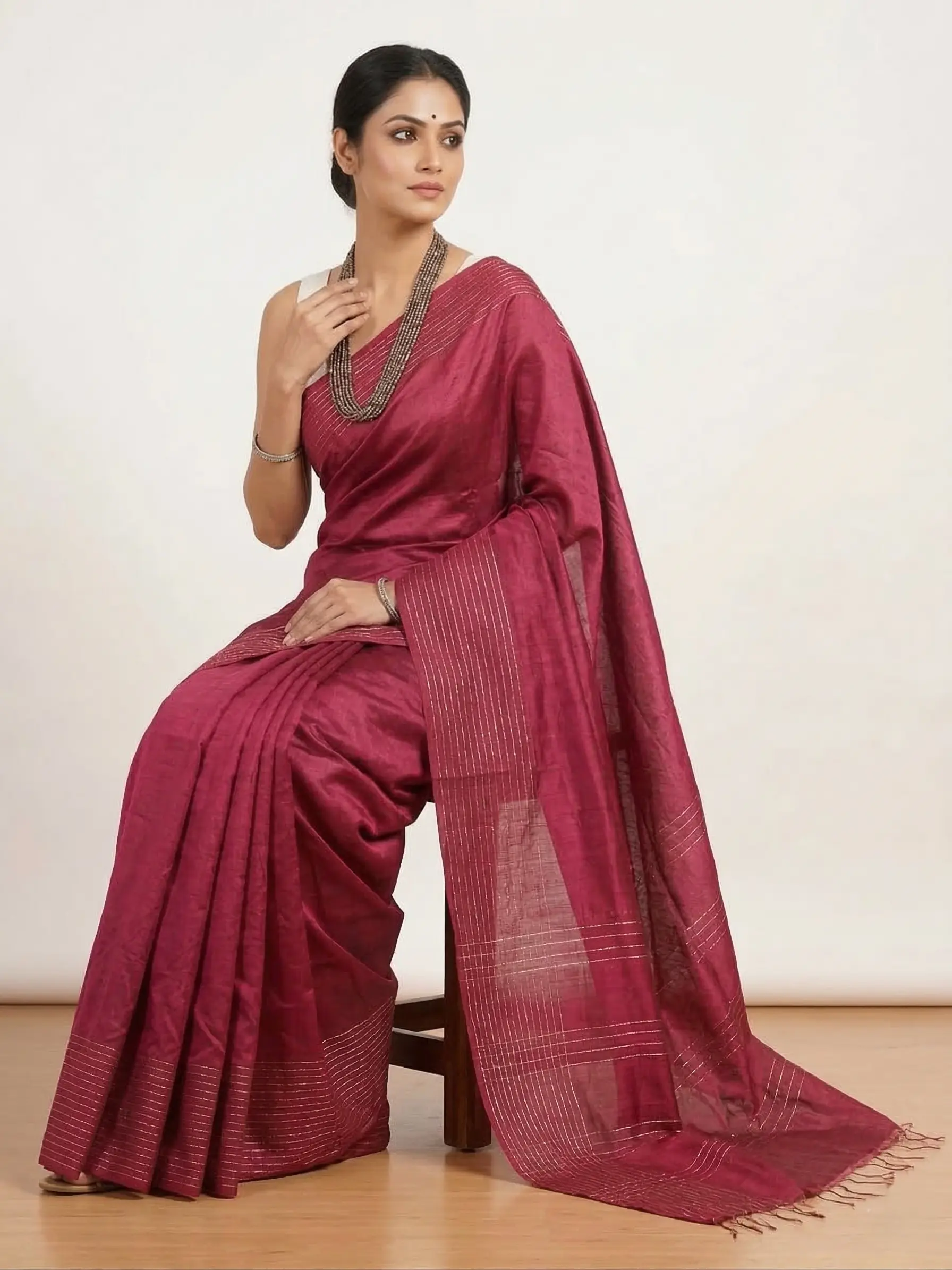 Semi Tussar Silk Saree – Subtle Luxury & Timeless Grace - Image 2