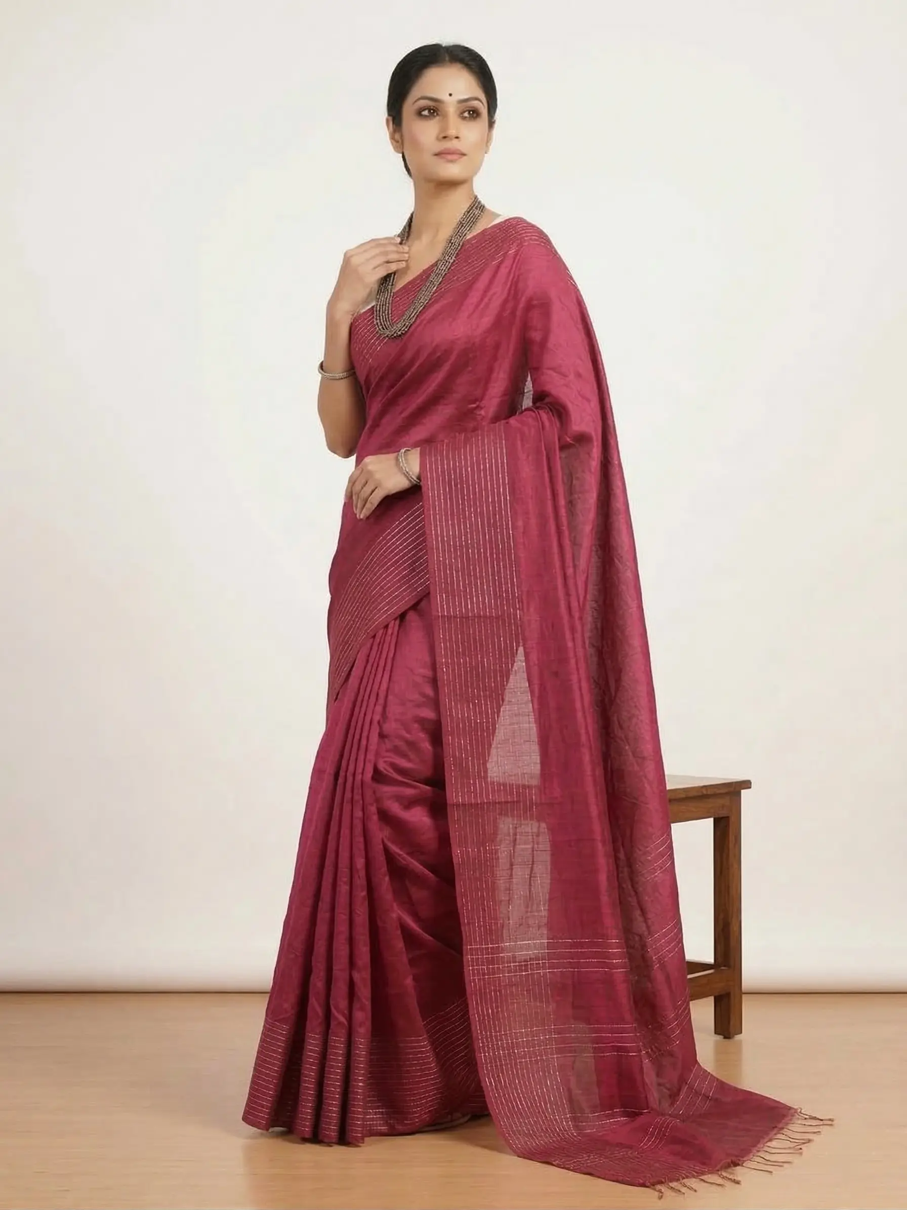 Semi Tussar Silk Saree – Subtle Luxury & Timeless Grace - Image 3