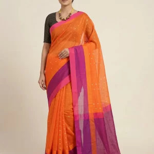 Muslin Sequin Weaving Saree with Contrast Border & Blouse Piece