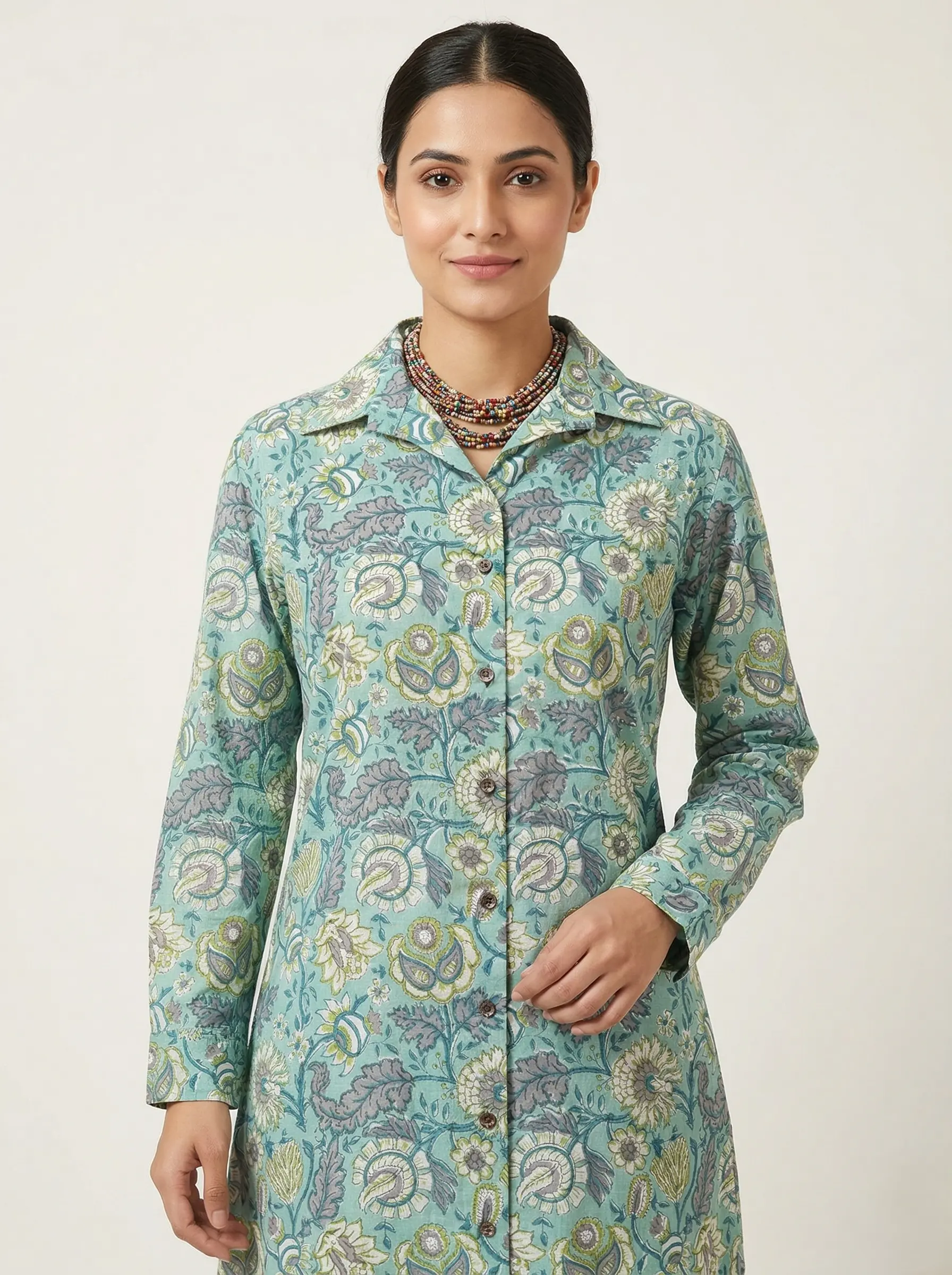 Short Cotton Ajrakh Floral Print Top for Women - Image 3