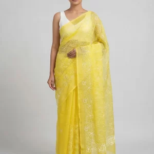 Soft Handloom Saree with Elegant Thread Work & Blouse Piece