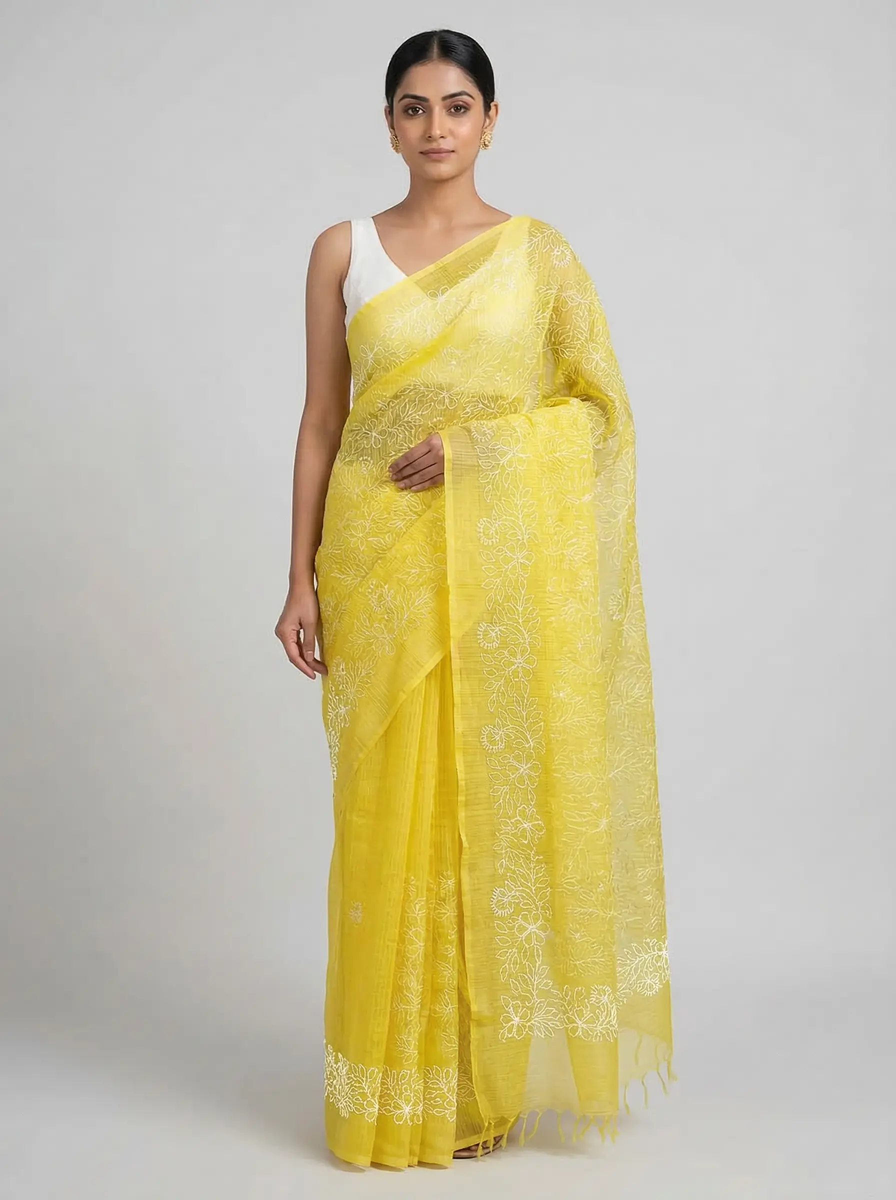 Soft Handloom Saree with Elegant Thread Work & Blouse Piece