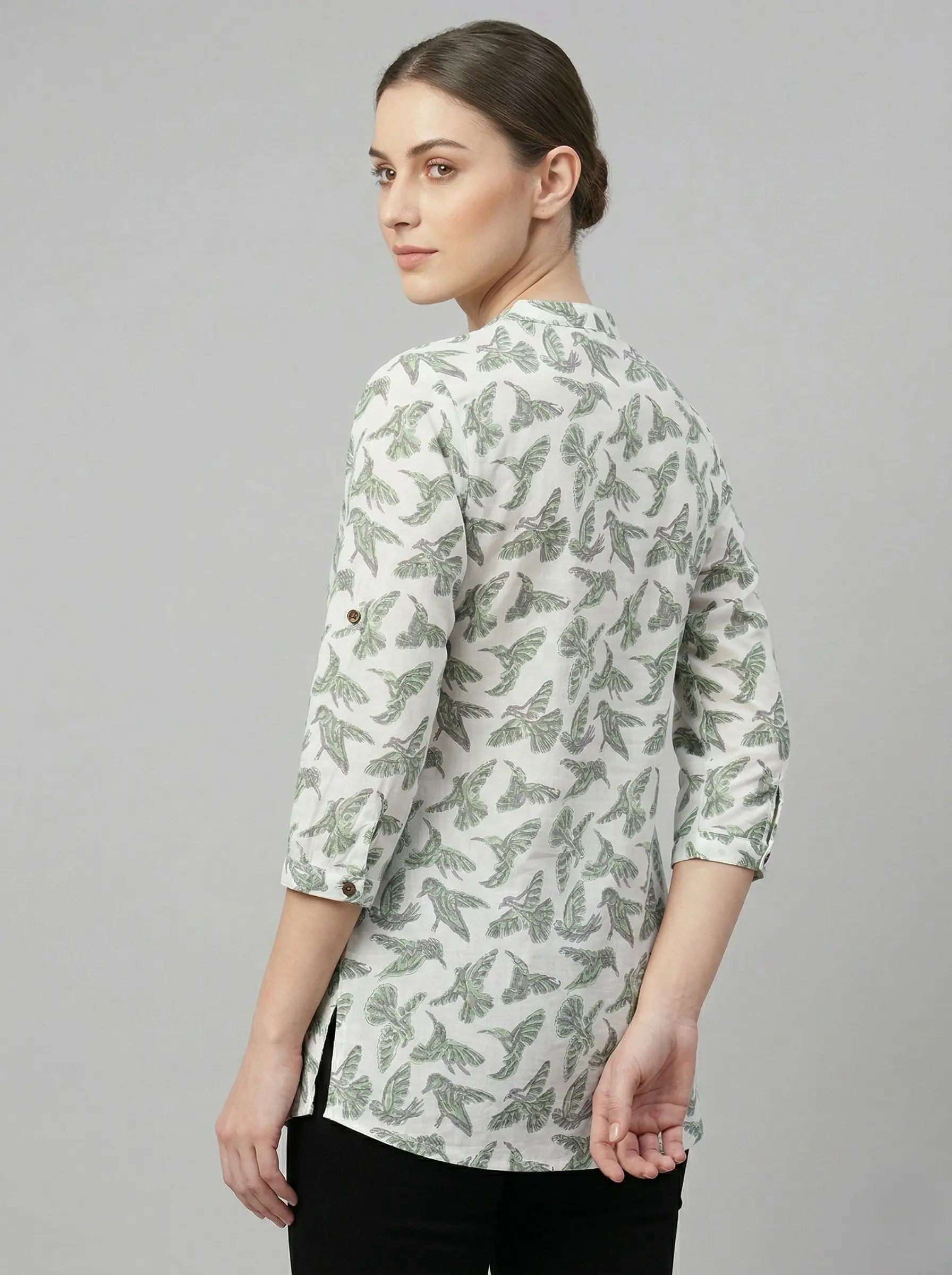 Short Cotton Ajrakh Floral Print Top for Women - Image 3