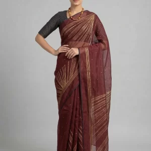 Elegant Muslin Sequin Weaving Saree with Contrast Border