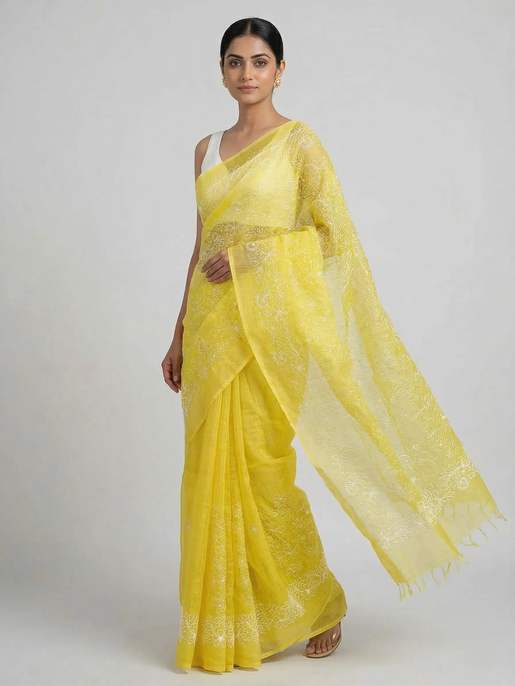 Soft Handloom Saree with Elegant Thread Work & Blouse Piece - Image 2
