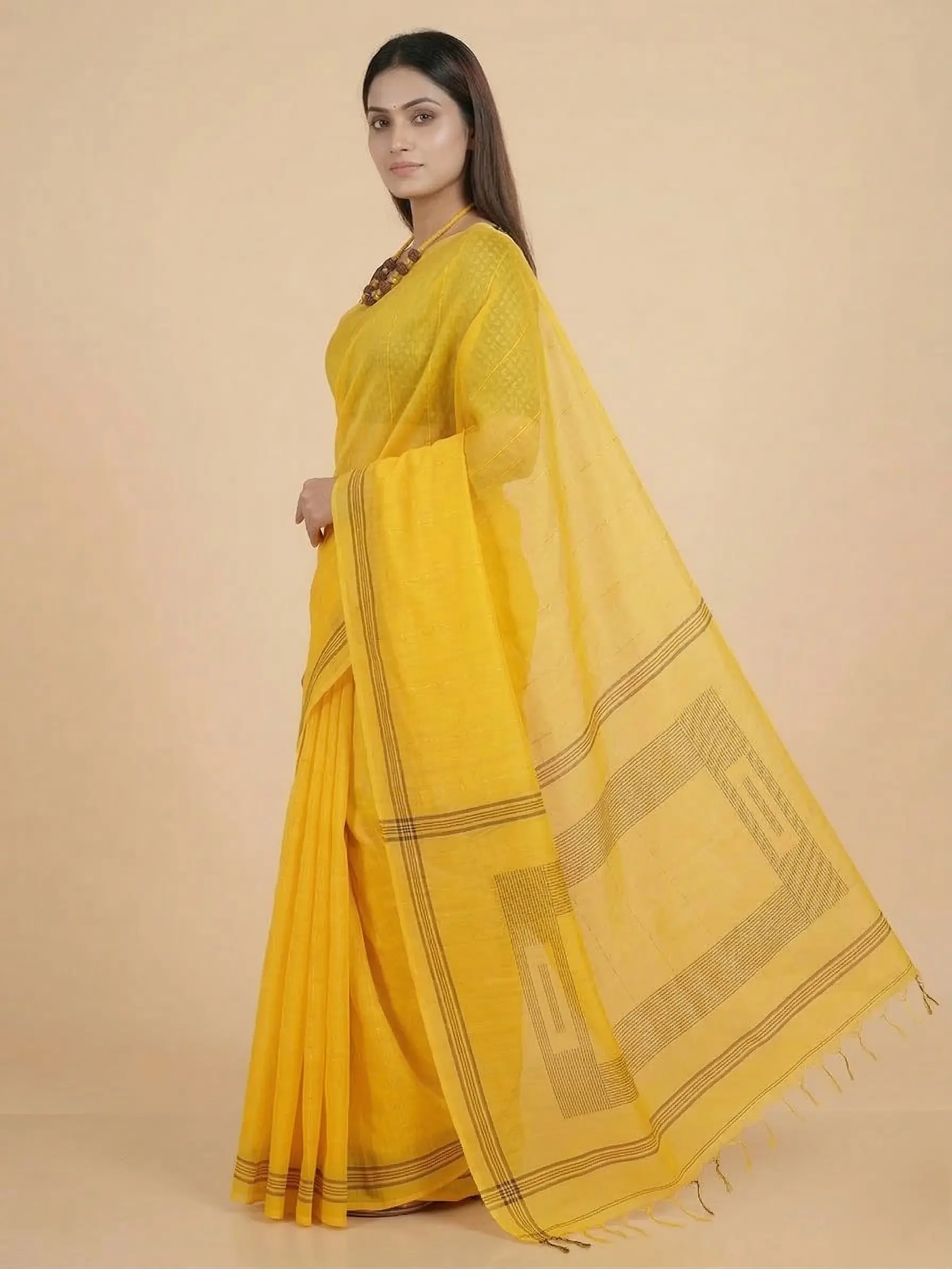 Premium Muslin Sequin Weaving Saree with Contrast Border - Image 2