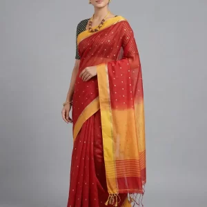 Elegant Muslin Sequin Weaving Saree with Contrast Border