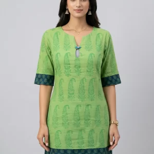 Classic Floral Ajrakh Pure Cotton Free Size Short Top