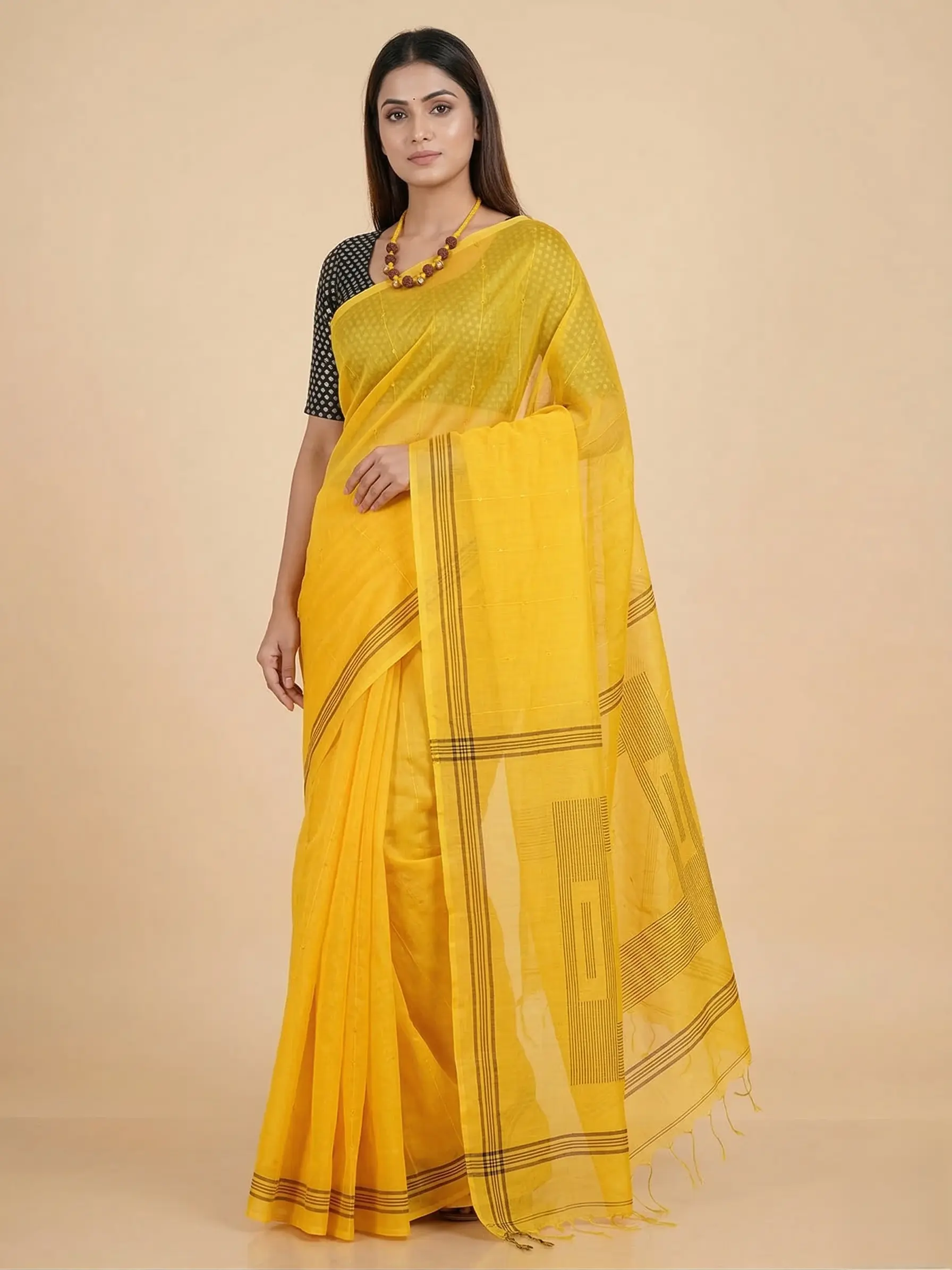 Premium Muslin Sequin Weaving Saree with Contrast Border