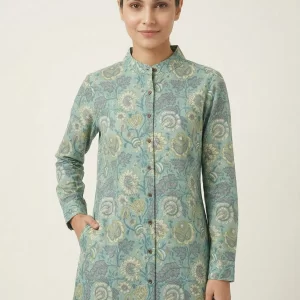 Short Cotton Ajrakh Floral Print Top for Women