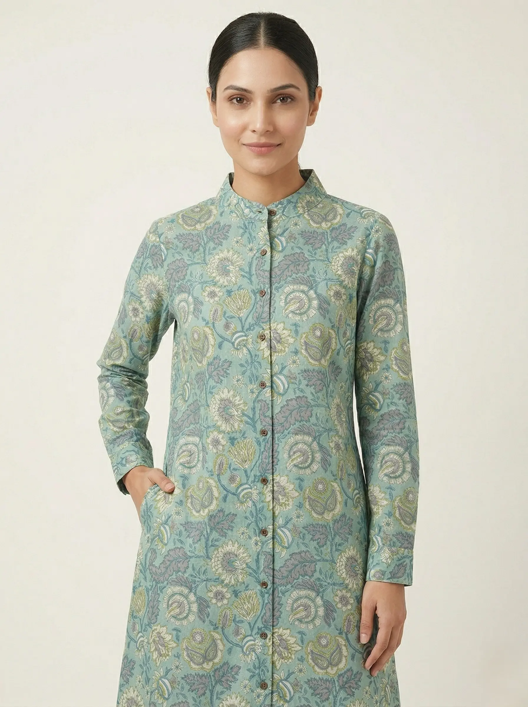Short Cotton Ajrakh Floral Print Top for Women