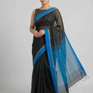 Muslin & Sequin Weaving Saree with Contrast Border