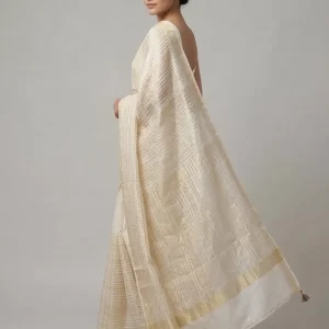 Elegant Striped Organza Saree with Matching Blouse Piece