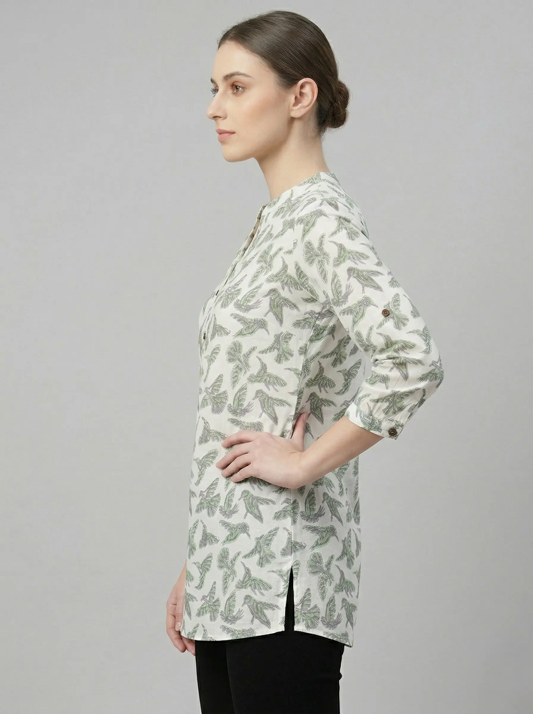 Short Cotton Ajrakh Floral Print Top for Women - Image 2