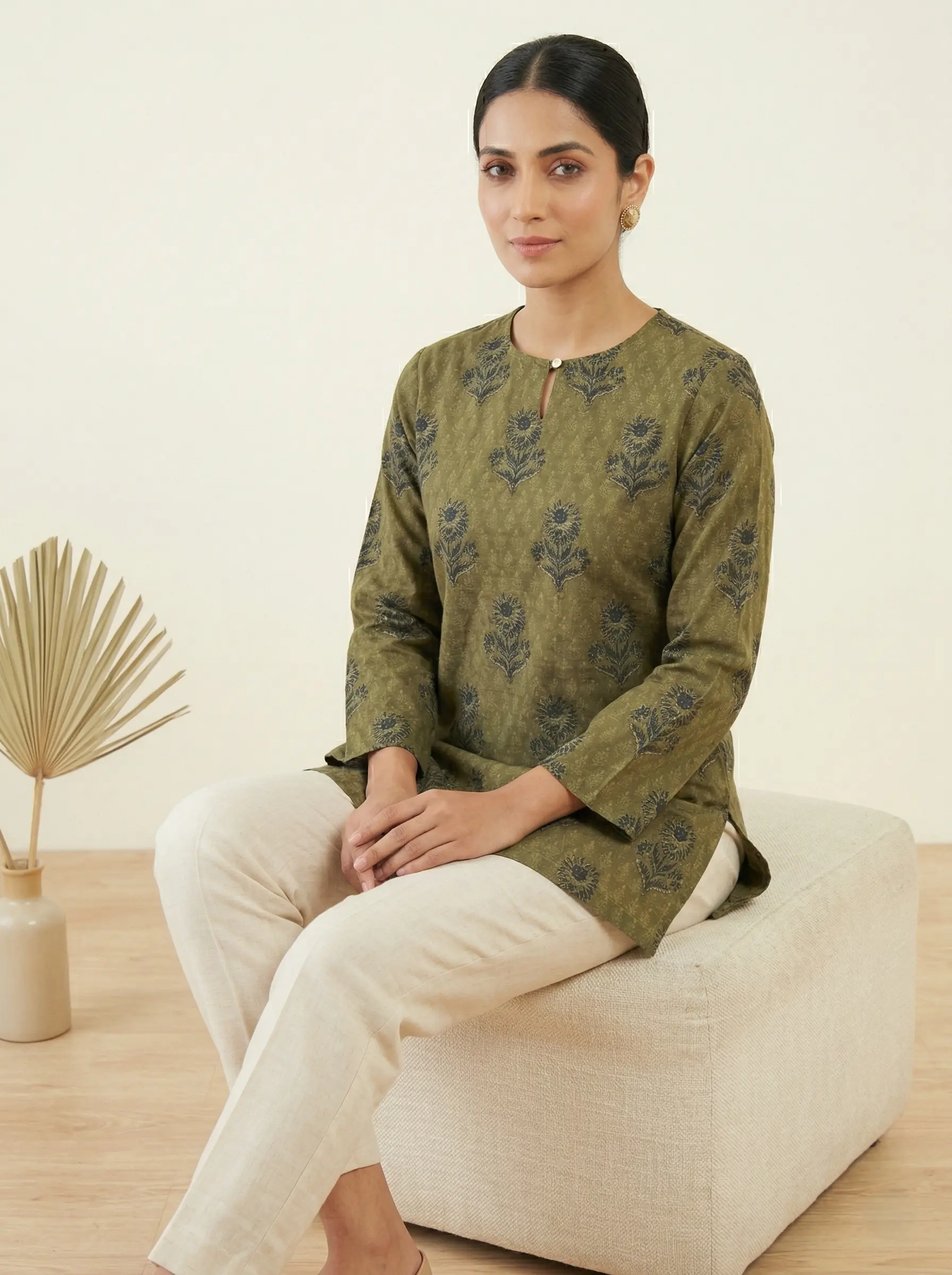 Pure Cotton Summer Ajrakh Printed Short Top - Image 3