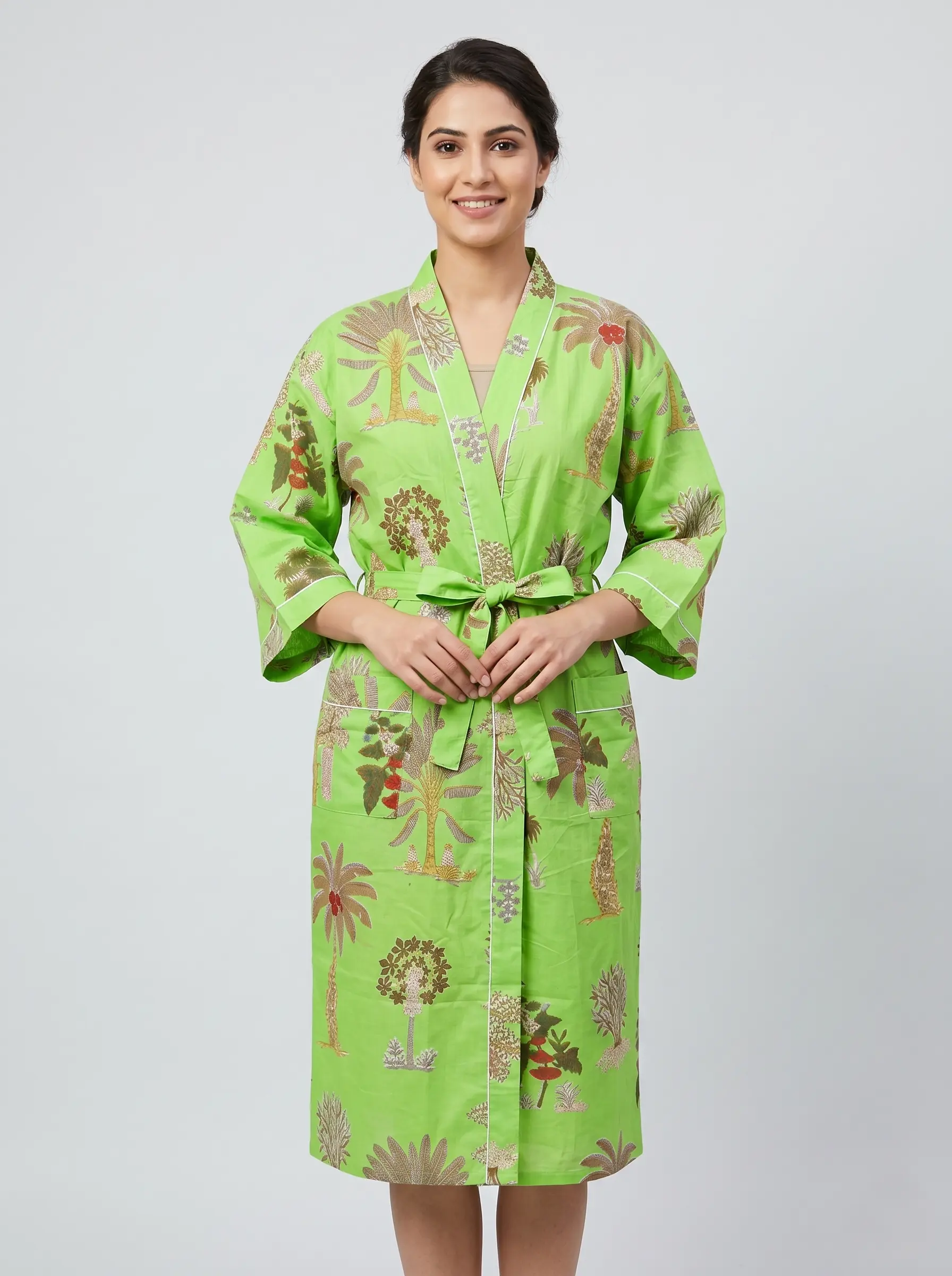 Pure Cotton Block Print Bathrobe