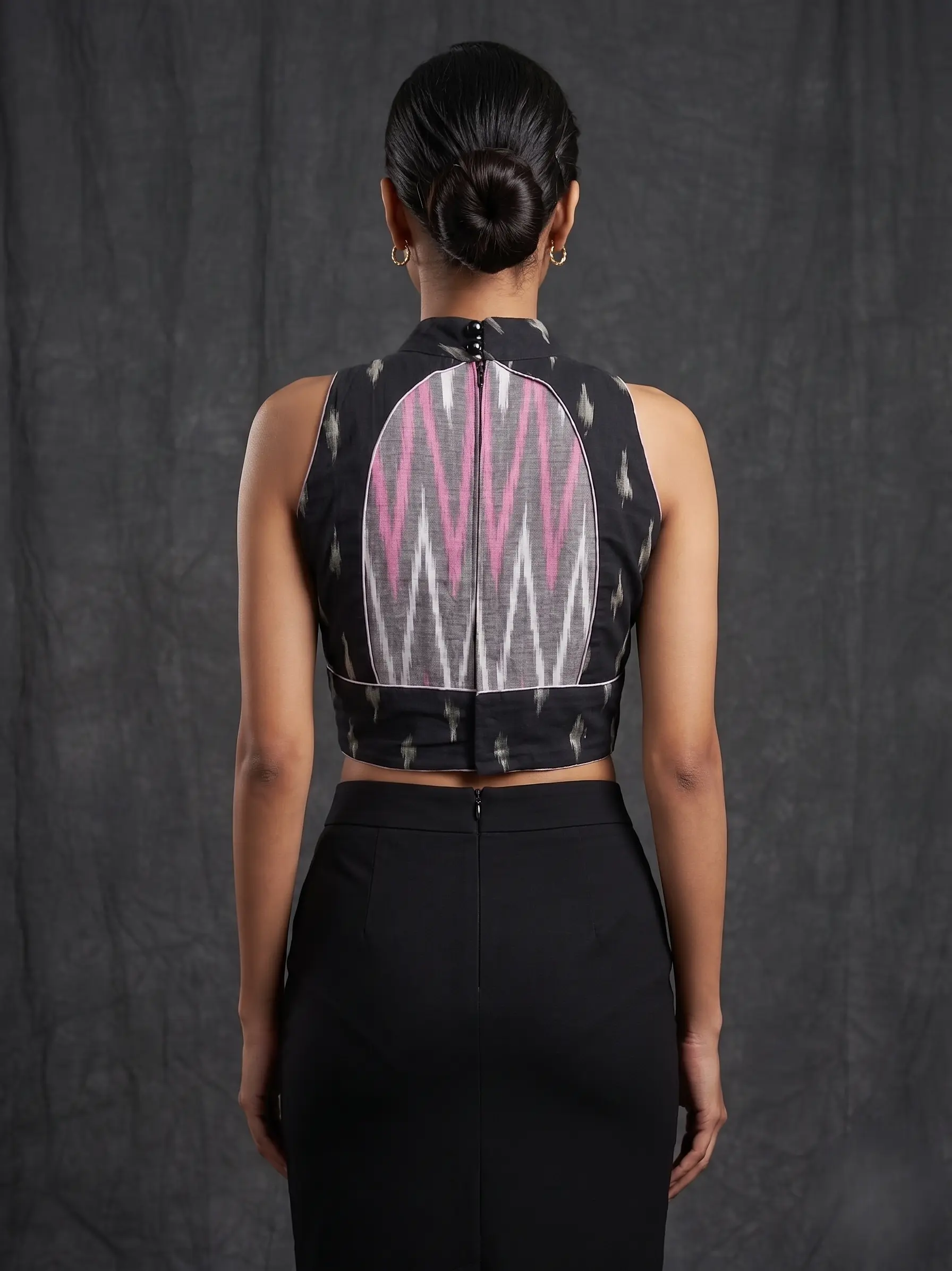 Monochrome Ikat Fusion Blouse - Image 2