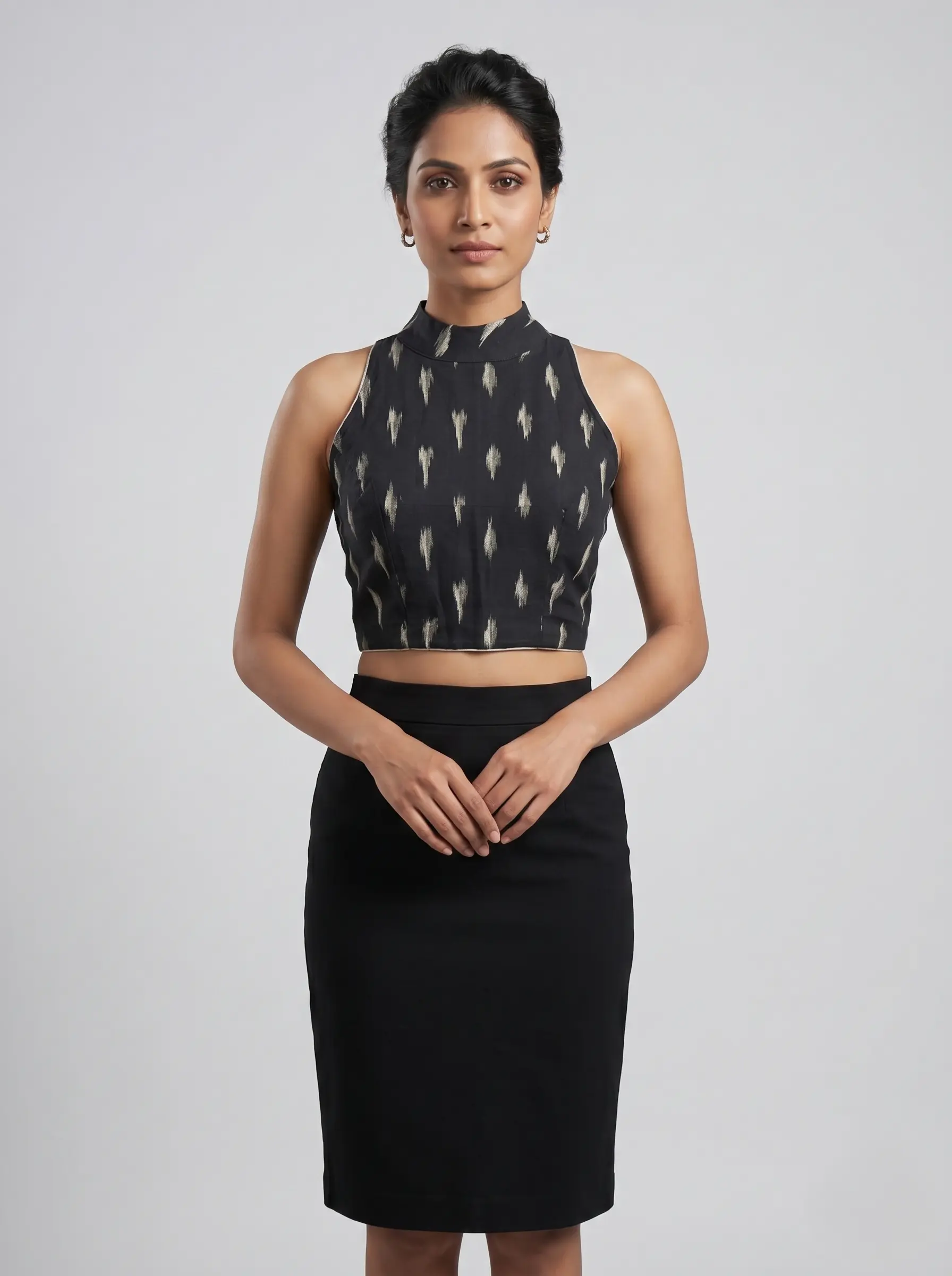 Monochrome Ikat Fusion Blouse