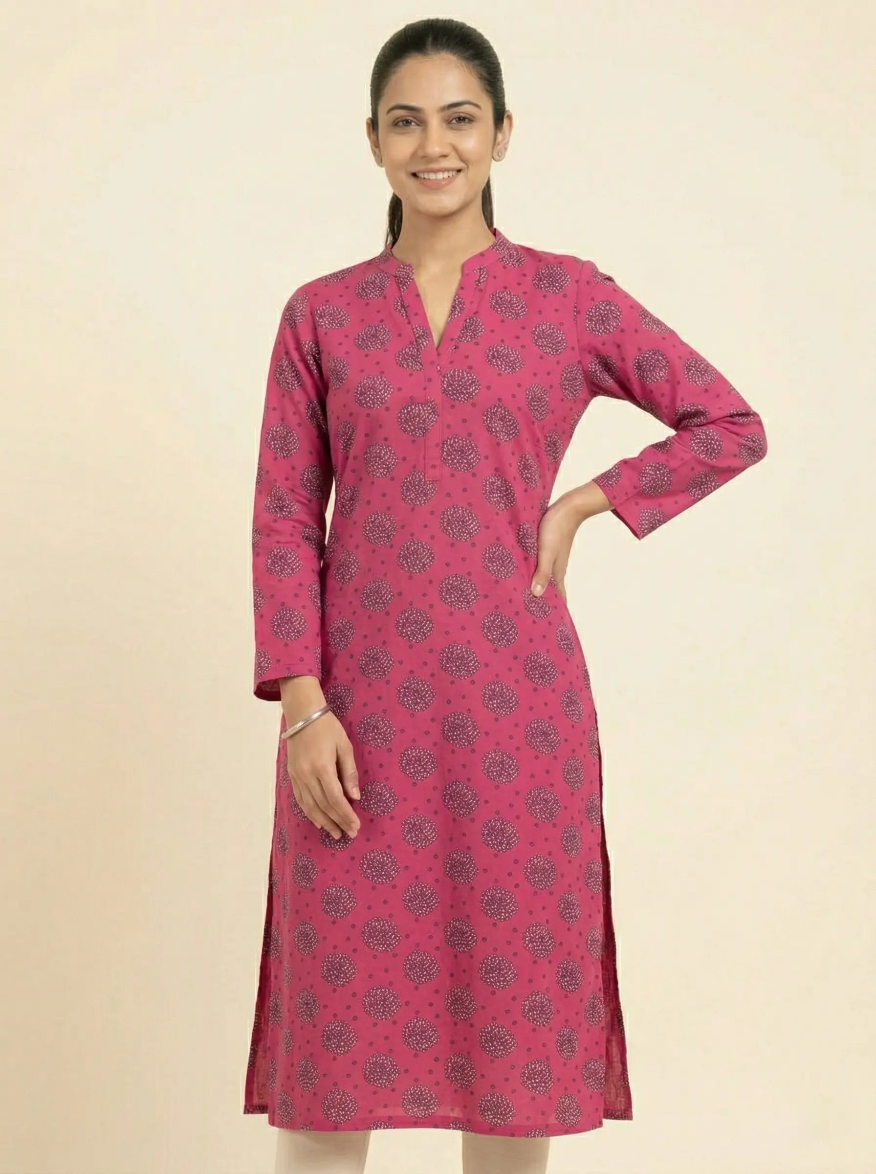 Women’s Floral Elegance Daily Wear Cotton Kurti - Image 2