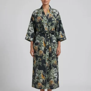 Airy Cotton Block Print Bathrobe