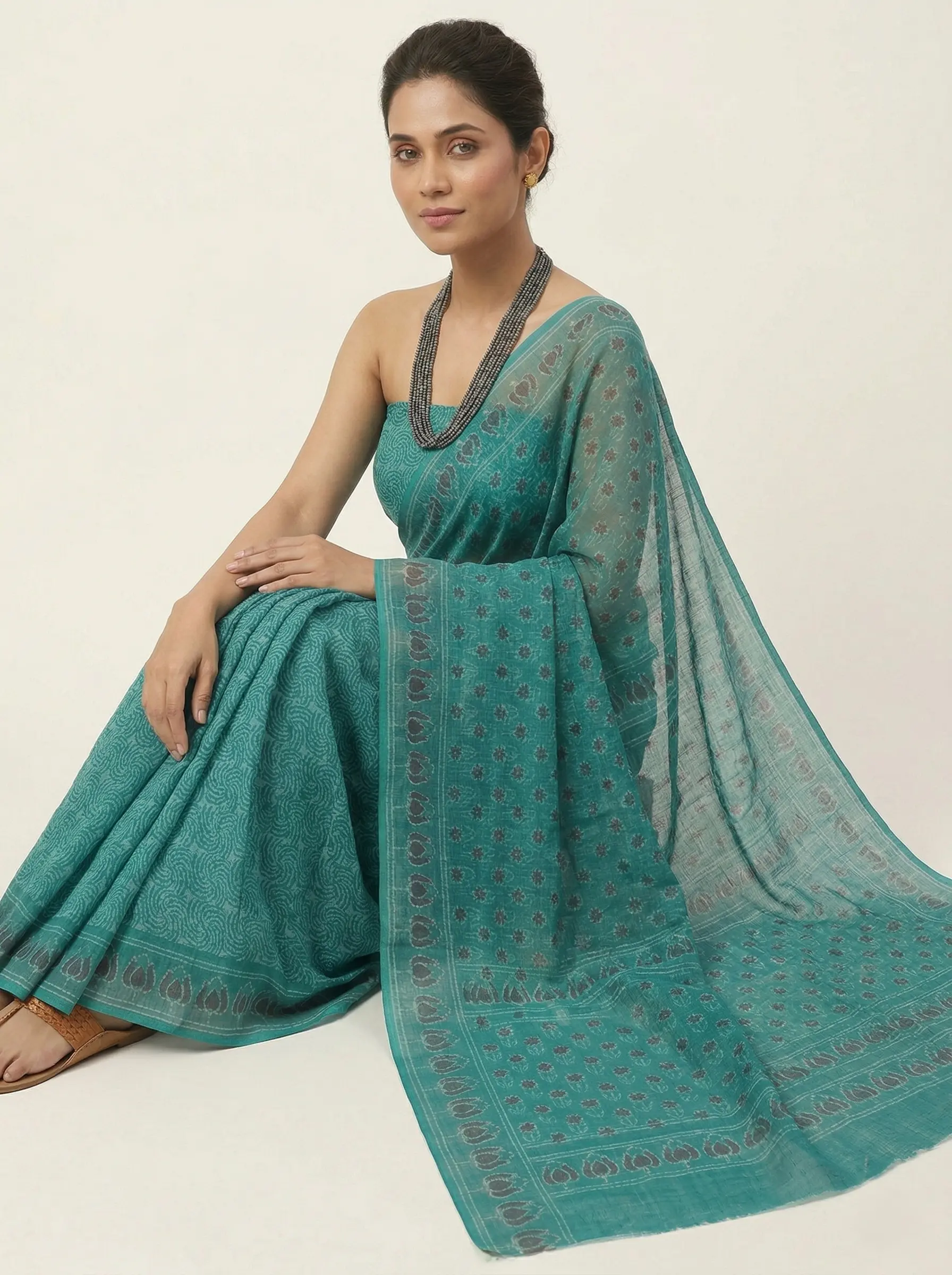 Summer Breeze Kota Doria Saree with Printed Pallu - Image 3