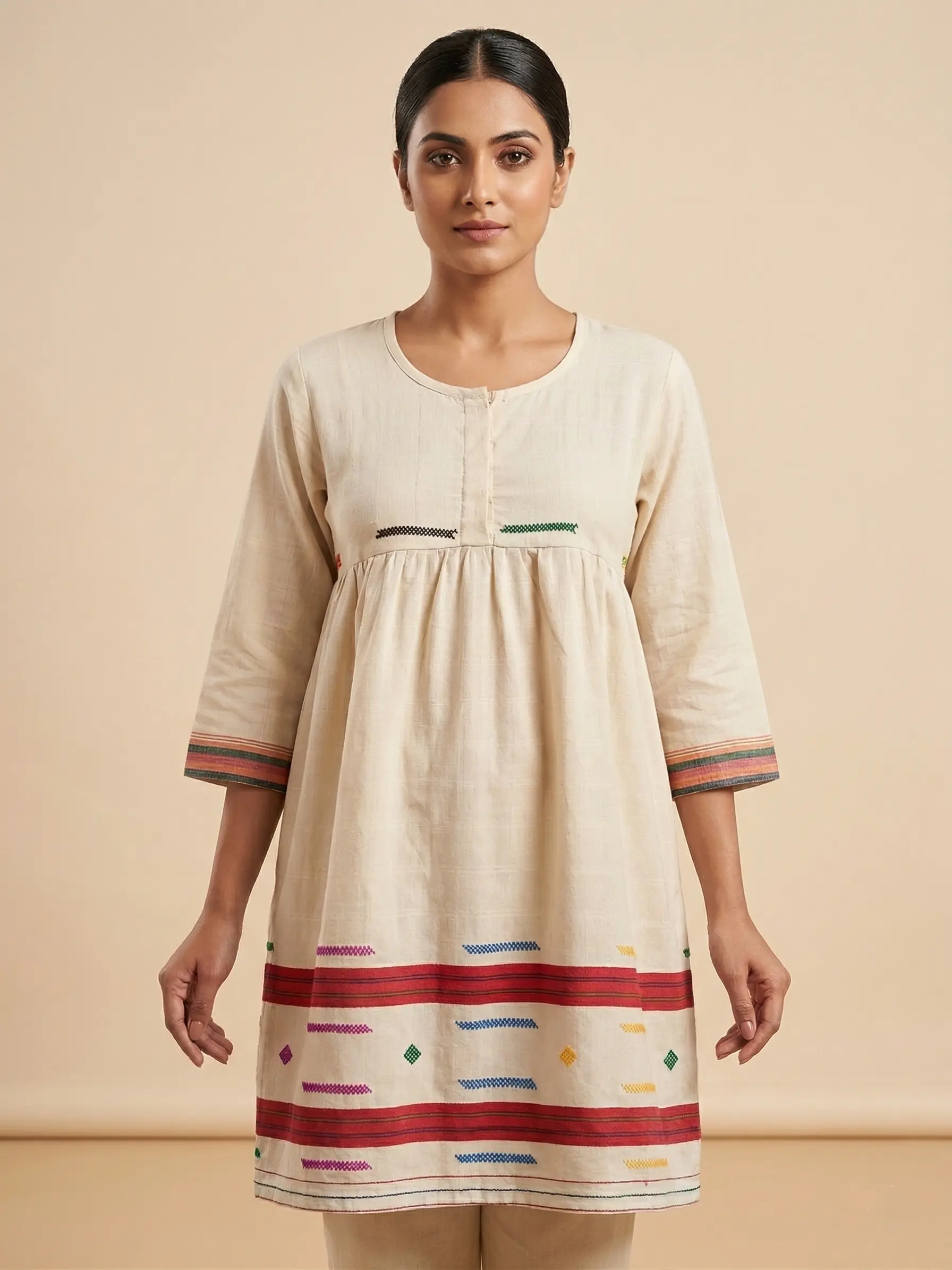 Elegant Ajrakh Bloom Pure Cotton Short Top for Women