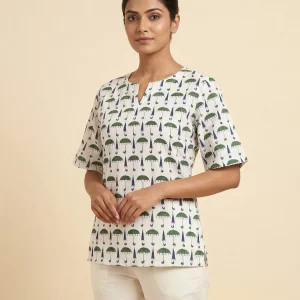 Pure Cotton Summer Ajrakh Printed Short Top