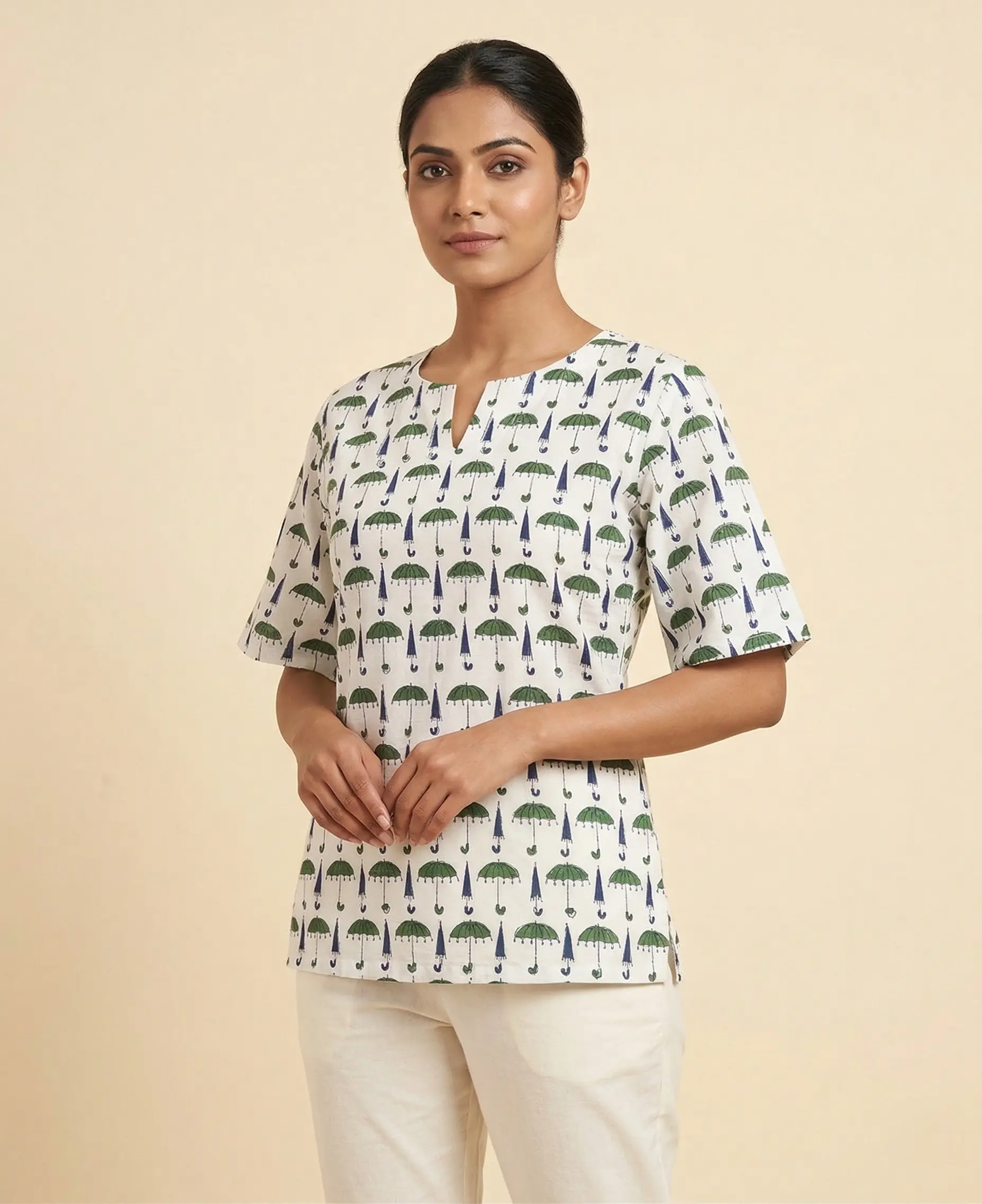 Pure Cotton Summer Ajrakh Printed Short Top