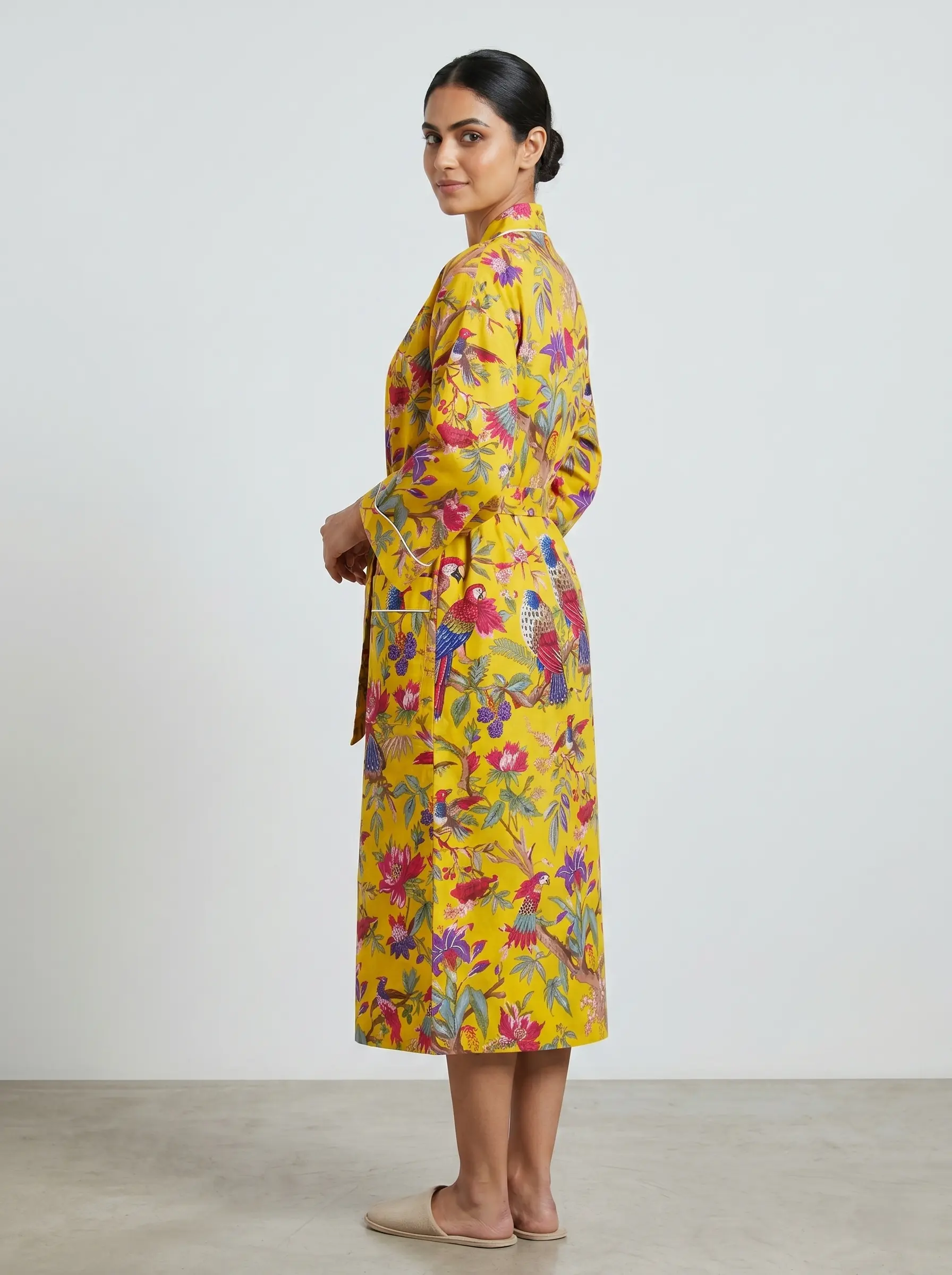 Pure Cotton Block Print Bathrobe - Image 2