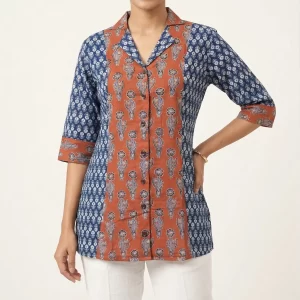 Pure Cotton Summer Ajrakh Printed Short Top