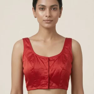 Elegant Cotton Blouse with Round Front & V-Back Neckline