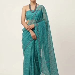 Summer Breeze Kota Doria Saree with Printed Pallu