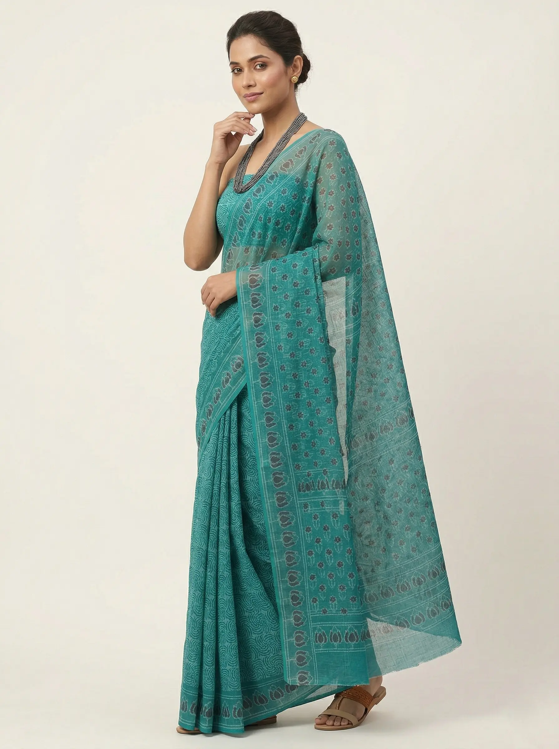Summer Breeze Kota Doria Saree with Printed Pallu - Image 2