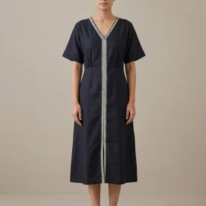 Elegant V-Neck Floral Straight Fit Kurti