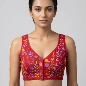Embroidered Razor-Cut Padded Blouse