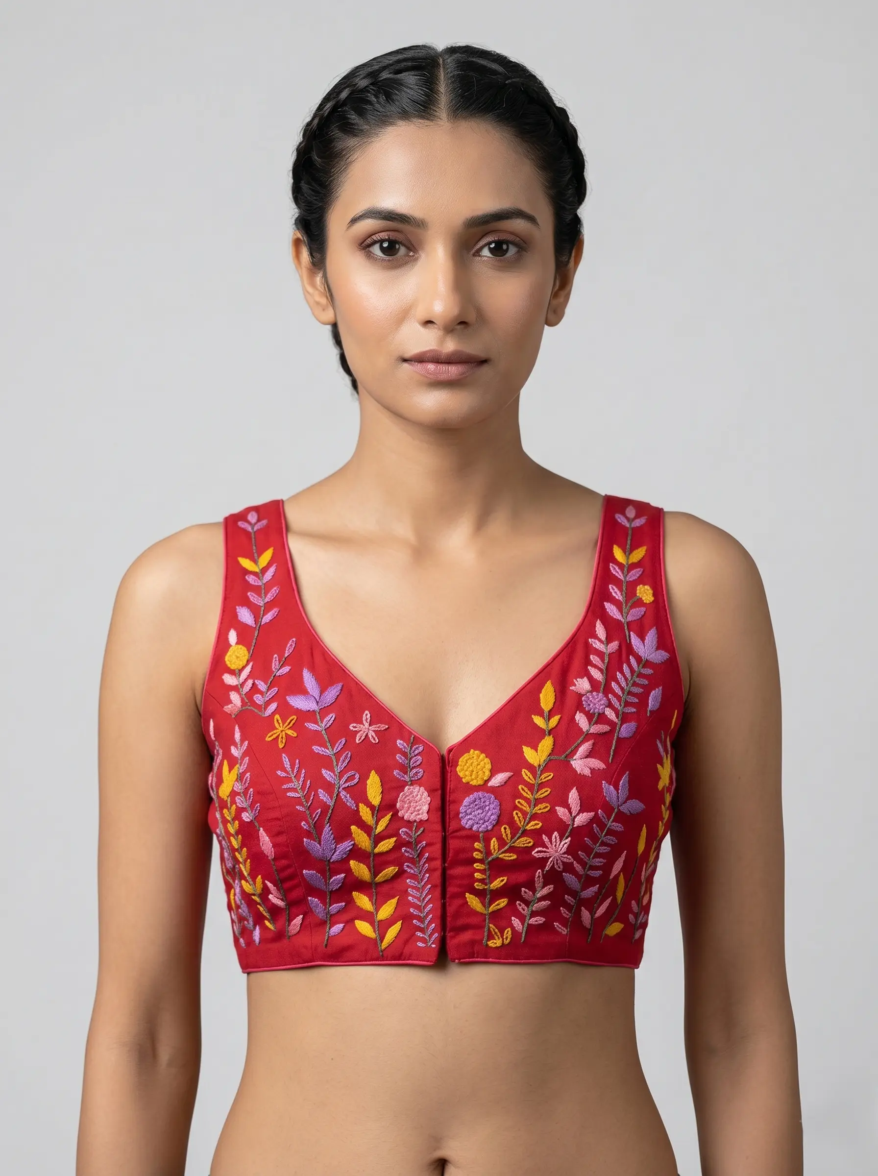 Embroidered Razor-Cut Padded Blouse