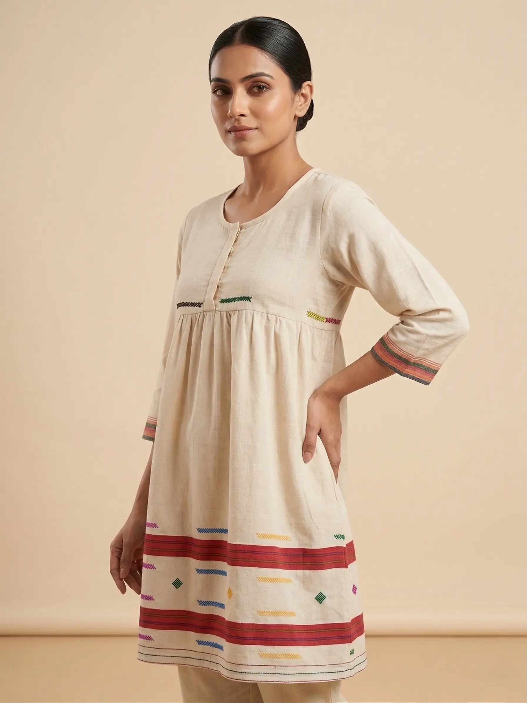 Elegant Ajrakh Bloom Pure Cotton Short Top for Women - Image 2