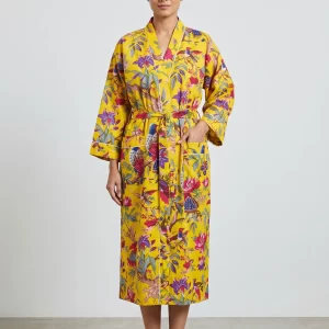 Pure Cotton Block Print Bathrobe