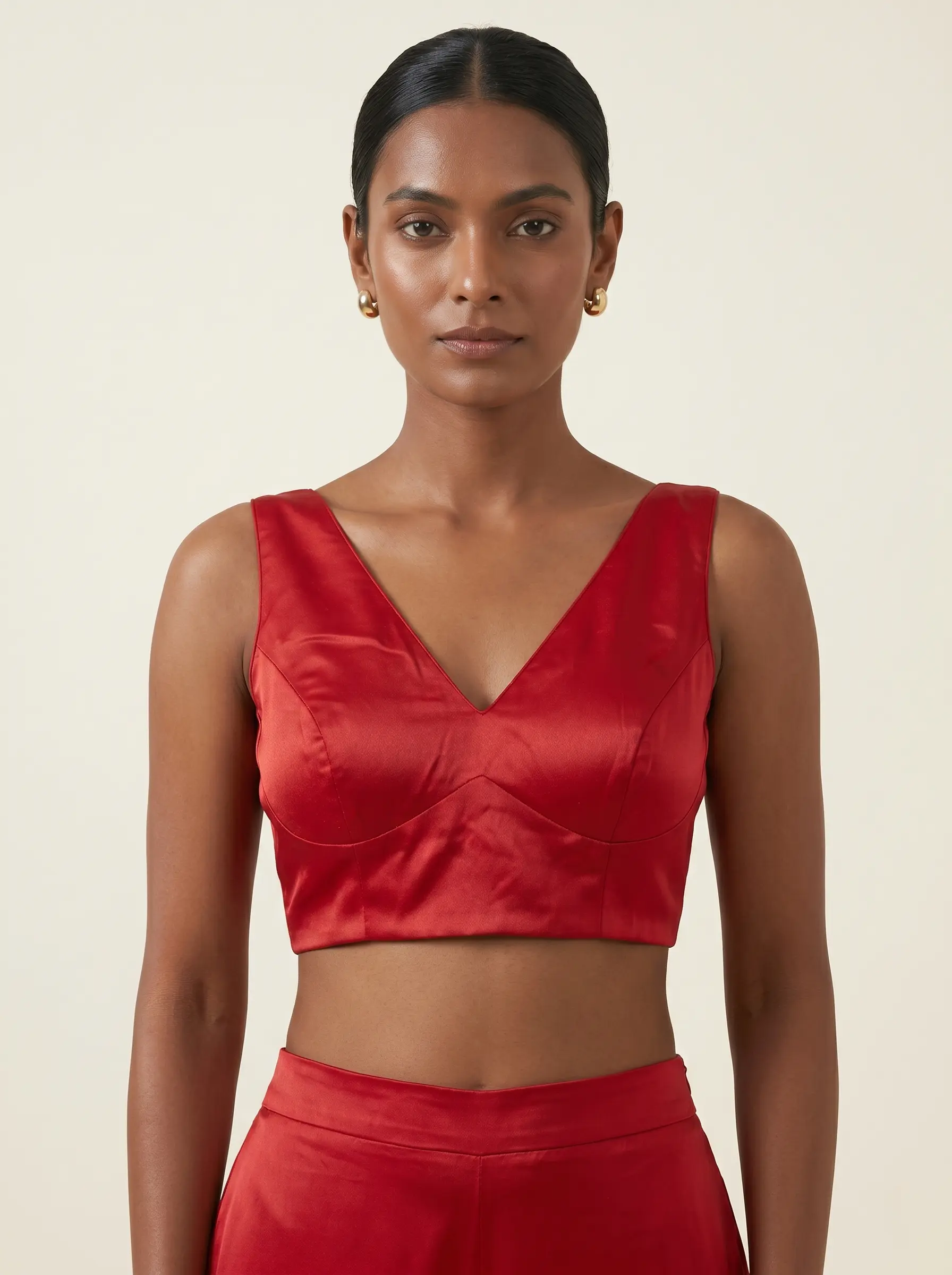 Elegant Cotton V-Neck Blouse