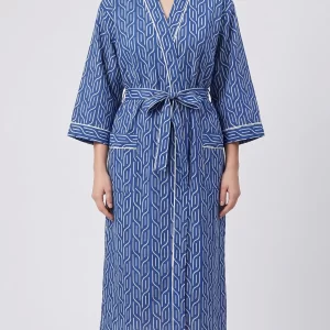 Home Luxe Cotton Block Print Bathrobe