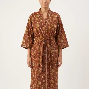 Modern Comfort Cotton Block Print Bathrobe