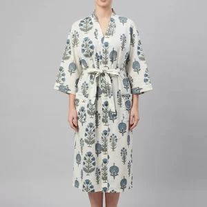 Timeless Ease Cotton Block Print Bathrobe