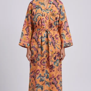 Earthy Cotton Block Print Bathrobe