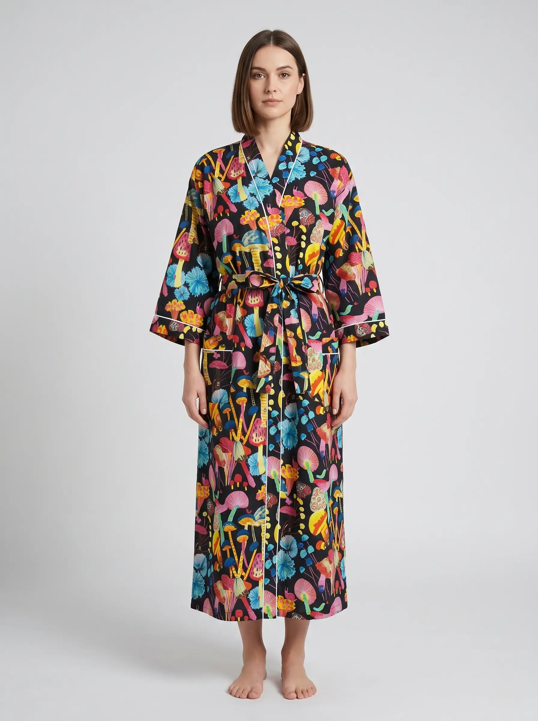 Elegant Cotton Block Print Bathrobe